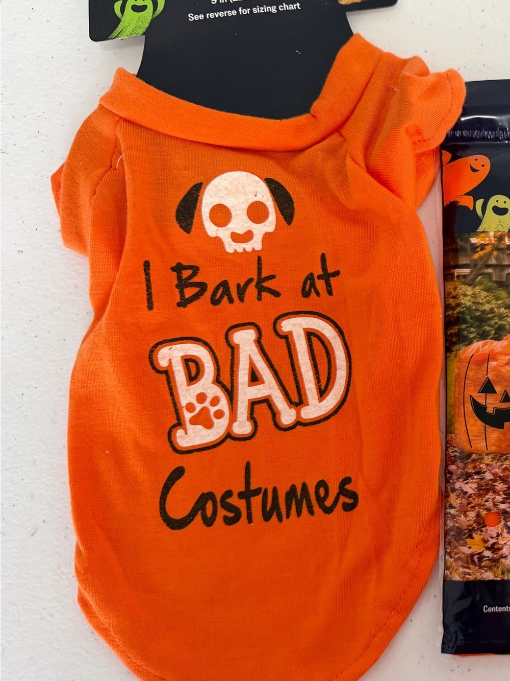 New Orange "I Bark at Bad Costumes" Kids Pet Costume Shirt size small